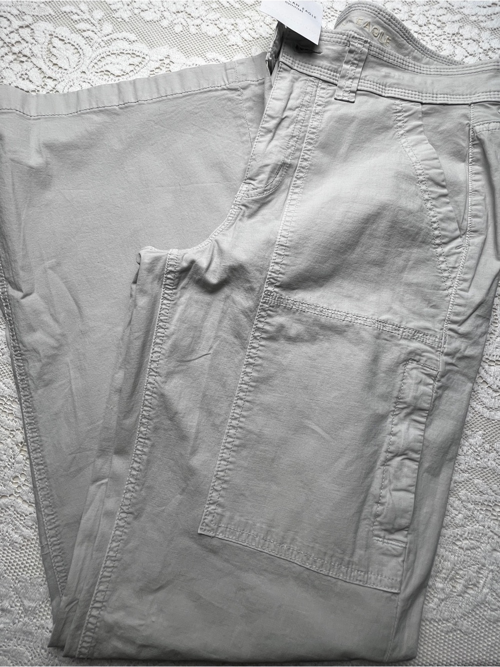 American eagle Beige Stretch carpenter Pants wide leg